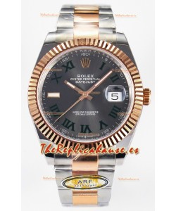 Rolex Super Clone Datejust ETA 3235 Movement 41MM Reloj Chapado en Oro Rosado Dos Tonos Dial Romanos