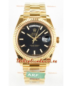Rolex Day Date Super Clone Reloj Oro Amarillo 18K 40MM - Dial Negro 1:1 Calidad Espejo