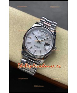 Rolex Day Date Super Clone Reloj Acero Inoxidable 904L 40MM - Dial Madre PerlaCalidad Espejo 