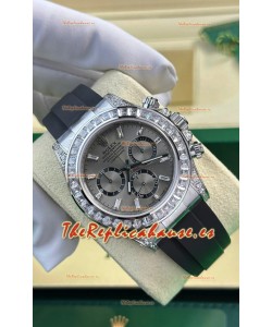 Rolex Daytona Super Clone Caja Oro Blanco Dial Acero Movimiento Cal.4131 Reloj con Bisel en Zafiro Personalizado