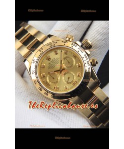 Rolex Daytona Movimiento Japonés Caja de Oro Reloj Réplica en Dial Dorado 