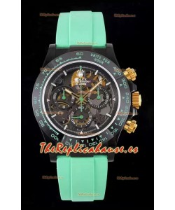 Rolex Daytona Verde Blaken Reloj Réplica Suizo a Espejo 1:1 Dial Skeleton Movimiento Cal.4130
