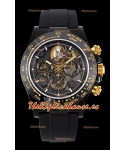 Rolex Daytona Blaken Negro Reloj Réplica Suizo a Espejo 1:1 Dial Skeleton Movimiento Cal.4130