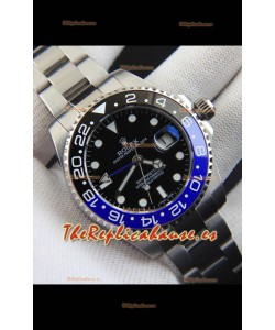 Rolex GMT Masters II Movimiento Japonés Reloj Réplica Caja Acero Dial Negro
