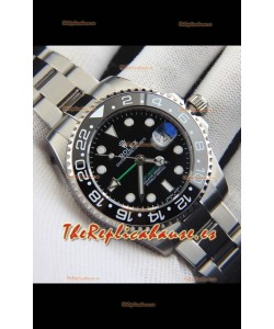 Rolex GMT Masters II Movimiento Japonés Reloj Réplica Caja Acero Dial Negro