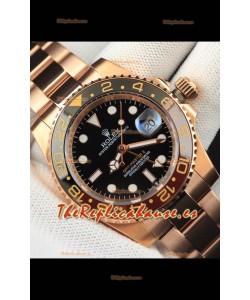 Rolex GMT Masters II Japonés chapado en Oro Rosado Reloj Réplica Dial Negro