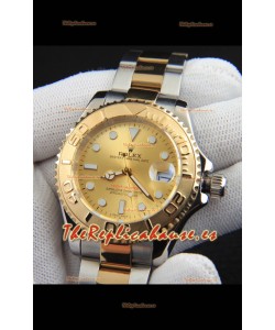 Rolex Yachtmaster Reloj Movimiento Japonés Caja Oro en Dos Tonos - Dial Dorado 37MM