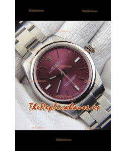 Rolex Oyster Perpetual Movimiento Japonés Reloj Réplica39MM - Dial Burdeos