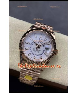 Rolex Sky-Dweller REF# 336935 Dial Blanco Reloj en Oro Rosado Caja Acero 904L Réplica Espejo 1:1