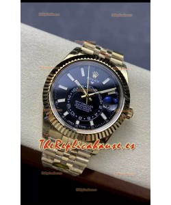 Rolex Sky-Dweller REF# 336935 Dial Negro Reloj en Oro Amarillo Caja Acero 904L Réplica Espejo 1:1