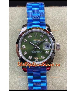 Rolex Datejust Ladies 28MM Movimiento Cal.3135 Réplica Suiza En Dial Verde - Caja de Acero 904L