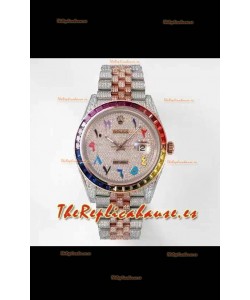 Rolex Datejust Full ICED Out Arabic Numerals Watch in 41MM Casing - 3135 Movement Oro Rosado 