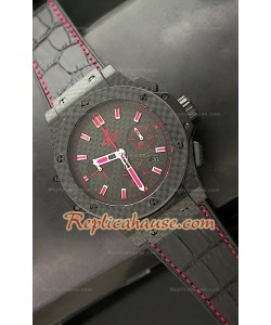 Hublot Big Bang Reproducción Reloj Suizo Todo Carbón en Rojo