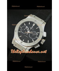 Hublot Classic Fusion Swiss Watch, esfera negra, estuche de acero inoxidable