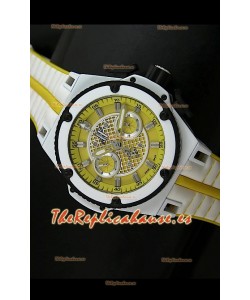 Hublot King Power Ferrari Edición Réplica Suiza-Malla blanco/amarilla