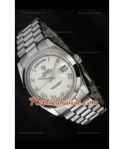 Rolex DayDate Reproducción Reloj Suizo con Esfera Blanca