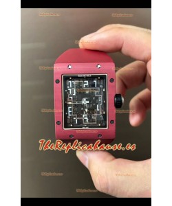 Reloj Richard Mille 16-02 Superclon de titanio con correa extraplana de caucho rojo