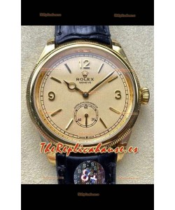 Reloj réplica suizo Rolex 1908 Perpetual con caja de oro amarillo y esfera dorada