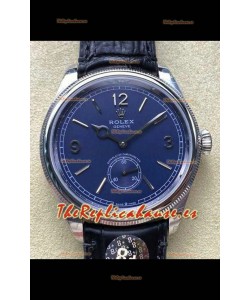 Reloj réplica suizo Rolex 1908 Perpetual con caja de acero y esfera azul