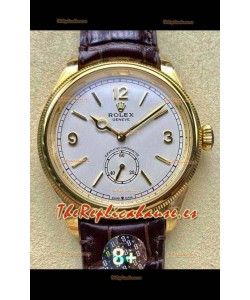 Reloj réplica suizo Rolex 1908 Perpetual con caja de oro amarillo y esfera blanca