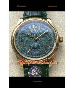 Reloj réplica suizo Rolex 1908 Perpetual con caja de oro amarillo y esfera verde