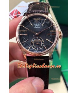 Reloj Rolex Superclon Cellini 50525 con esfera negra guilloché y oro rosa