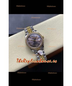 Reloj Rolex Superclon Datejust de 31 mm con esfera gris y oro amarillo