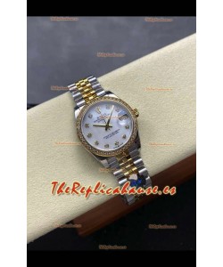 Reloj Rolex Superclon Datejust de 31 mm con esfera perlada y oro amarillo