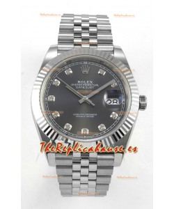 Reloj Datejust Superclon 126334 con esfera gris y diamantes, 41 mm, MVMNT con volante de inercia variable 3235