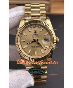 Reloj Rolex Day Date 228238 de oro amarillo con esfera dorada tipo bastón, réplica perfecta