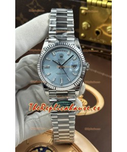 Reloj Rolex Day Date 228236 de acero inoxidable con esfera de cristal azul hielo, réplica de alta calidad
