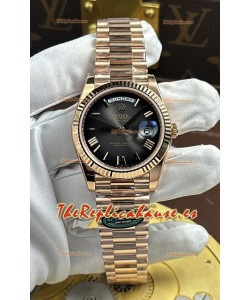 Reloj Rolex Day Date 228236 con esfera degradada color oro rosa y acabado pizarra, réplica de alta calidad