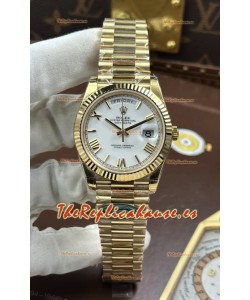 Reloj Rolex Day Date 228238 de oro amarillo con esfera blanca y números romanos, réplica de alta calidad