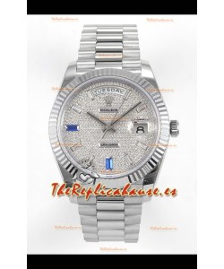 Reloj Rolex Day Date con esfera de diamantes de 40 mm, réplica perfecta