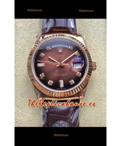 Reloj Rolex Day Date 128235, oro rosa, esfera marrón degradada, superclon