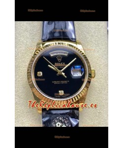 Reloj Rolex Day Date 128238 de oro amarillo con esfera negra, réplica de alta calidad