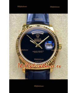 Reloj Rolex Day Date 128238 de oro amarillo con esfera negra, réplica de alta calidad