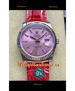 Reloj Rolex Day Date 128236 de acero inoxidable con esfera rosa, réplica perfecta