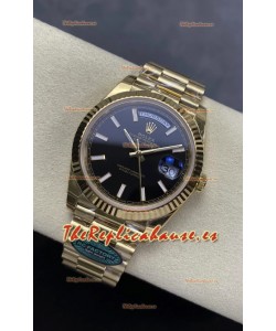 Reloj Rolex Day Date 228238 de oro amarillo con esfera negra, réplica de alta calidad