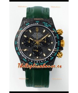 Reloj Rolex Daytona DiW con caja de carbono forjado y correa de velcro verde, réplica exacta