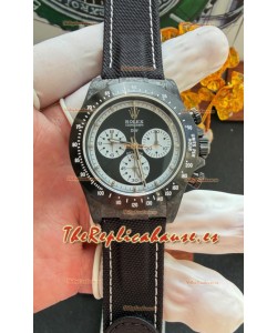 Reloj Rolex Daytona DiW con esfera Paul Newman de fibra de carbono negra, réplica exacta de unReloj Rolex Daytona DiW
