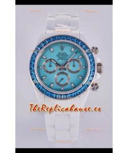 Reloj Rolex Daytona AET de cerámica blanca con esfera azul y movimiento 4130, superclon