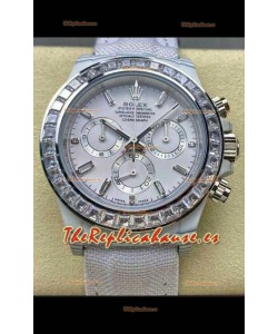 Reloj Rolex Daytona TPT con caja, esfera blanca y correa de nailon, réplica de alta calidad