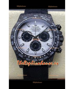 Reloj Rolex Daytona Superclon con esfera de meteorito y correa de nailon de fibra de carbono negra
