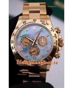 Reloj Rolex Daytona 116508 de oro amarillo con esfera de nácar y MVMNT con volante de inercia variable, superclon