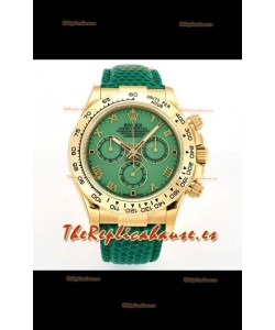 Reloj Rolex Daytona 116568 de oro amarillo con movimiento 4801 y esfera verde, réplica de alta calidad