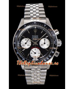 Reloj Rolex Daytona Paul Newman de 37 mm con esfera negra y cuerda manual, réplica de alta calidad