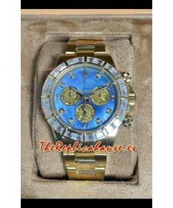 Reloj Rolex Daytona 116568 Superclon de oro amarillo con esfera azul perlada