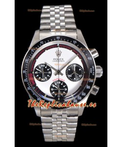 Reloj Rolex Daytona Paul Newman de 37 mm con esfera blanca y cuerda manual, réplica de alta calidad