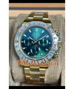 Reloj Rolex Daytona 116568 Superclon de oro amarillo con esfera verde
